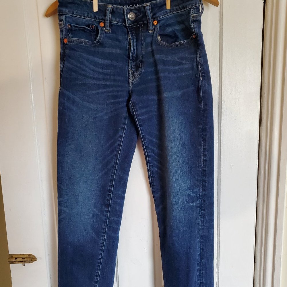 American Eagle 28x32 Dark Wash Airflex Straight Leg Jeans